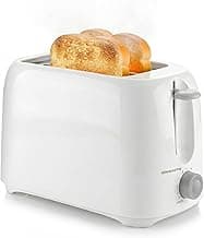 OVENTE Electric 2 Slice Toaster Machine with 6-Shade Browning Selector Setting, Compact Design and Removable Crumb Tray, 700W Power Perfect for Toasting Bread, Thin Bagels and Waffles, White TP2210WGY