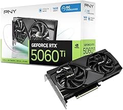 PNY NVIDIA GeForce RTX™ 5060 Ti OC Dual Fan, Graphics Card (16GB GDDR7, 128-bit, Boost Speed: 2692 MHz, SFF-Ready, PCIe® 5.0, HDMI®/DP 2.1) (Renewed)