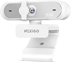 NexiGo N660P Pro 4K Webcam with Distortion-Free Lens, 1080p 60 fps Autofocus USB Streaming Camera, 3DNR, Noise-Canceling Mics & Privacy Cover, Web Cam for Gaming/Live Streaming/PC/Mac/Switch 2, White