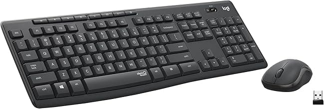 Logitech MK295 Wireless Mouse & Keyboard Combo with SilentTouch Technology, Full Numpad, Advanced Optical Tracking, Lag-Free Wireless, 90% Less Noise - Graphite