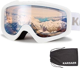Karsaer Ski Goggles Anti-Fog Snow Goggles OTG 100% UV Protection Snowboard Goggles Bendable Dual-Lenses for Men Women Youth