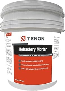 Tenon Refractory Mortar - High Temperature Mix for Fireplaces, Fire Pits, Chimneys, Parging, Brick, Clay, and More, White in Color, High Heat Resistance, Up to 2550°F (1, 25 Pounds)