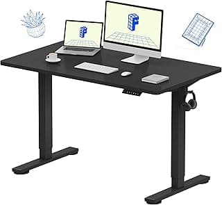 FLEXISPOT EN1 One-Piece Standing Desk, Electric Adjustable with 4 Memory Presets, 176 LBS Capacity, Stable & Quiet, Seamless Desktop for Home Office & Dual Monitors, 48"x24" Black