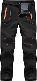 Men's Snow Ski Hiking Pants Waterproof Winter Fleece Lined Pants Camping Skiing Ice Fishing Pants with Belt