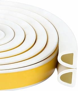 Weather Stripping Seal Strip Tape, Doors Windows Frame Self Adhesive D Type Foam Sealing Tape, 32.8Ft Rubber Soundproof Insulation Cell Foam Stripping, White