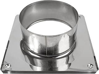 Vent Systems 8" Inch Stainless Steel Chimney Top Plate – Heavy-Duty Square to Round Roof Flue Base Mount with Collar – Weather-Resistant Steel Cap Cover Flange for Fireplace, Stove and Furnace