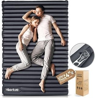 Hikenture Double Sleeping Pad for Camping, Ultralight 4" Extra-Thick Camping Mattress 2 Person, Inflatable Backpacking Sleeping Mat, Hiking Air Mattress for Tent