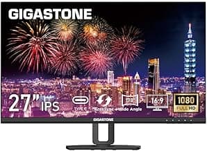 Gigastone 27 inch IPS Monitor, 100Hz FHD 1920 x 1080, MPRT 1ms,Built in Speakers,VESA Mount, Stand Height/Pivot/Swivel/Tilt Adjustable, USB-C/HDMI/Display Port Connectivity, Type C Charging to iPhone