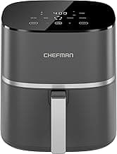 Chefman TurboX 4-in-1 Air Fryer, 5-Quart Airfryer for Extra Crispy Chicken, Fries, Wings, and More, Air Fry, Bake, Reheat, and Frozen Functions, Digital Touch Controls, Dishwasher Safe - Gray
