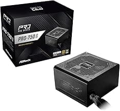 ASRock PRO 750G Power Supply - 750W 80 Plus Gold Certified, ATX 3.1 & PCIe 5.1 Ready, Native 12V-2x6 Connector, 120mm Low-Noise Fan, 3-Year Warranty