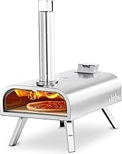 BIG HORN OUTDOORS 16" Multi-Fuel Outdoor Pizza Oven – 2-in-1 Wood-Fired & Gas Compatible (Burners Sold Separately), 1112°F Outdoor Stainless Pizza Cooker, Portable for Party Usage, Sliver