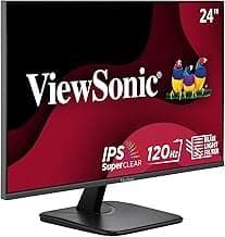 ViewSonic VA2456A-MHD 24 Inch 1080p Monitor, IPS Display with 120Hz for Enhanced Home and Office Productivity, Eye Care Technology, HDMI, DisplayPort, and VGA Inputs