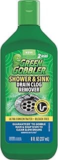 Green Gobbler Ultra Concentrated Drain Clog Remover & Cleaner | Powerful Hair, Grease & Soap Dissolver for Bathroom, Kitchen, Shower, Sink & Toilet | Safe for Pipes & Septic Systems