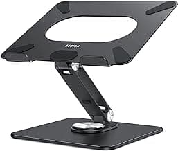 BESIGN LSX7 Laptop Stand with 360 Rotating Base, Ergonomic Adjustable Notebook Riser, Foldable Computer Holder Compatible with 10-15.6" Laptops (Black)