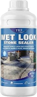 Wet Look Stone Sealer 1 Quart - Color Enhancer for Outdoor Pavers, Driveways, Concrete and Rough Stone - Waterproof Non Yellowing UV Protection - Satin Finish for Exterior Textured Surfaces