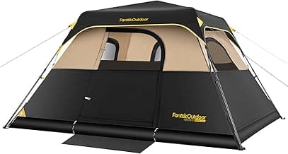 FanttikOutdoor Camping Tent 4/6/8/10 Person Instant Cabin Tent Setup in 60 Seconds with Rainfly & Windproof Portable with Carry Bag for Family Camping & Hiking