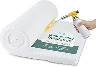 Ceramic Fiber Insulation, 1" Thick x 15" x 24", 2500F Fireproof Insulation Blanket for Forging, Pizza Oven, Fireplace, Furnace, Gas Forge, Boiler, Pipe, & Dishwasher