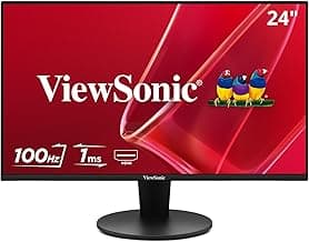 ViewSonic VS2447M 24 Inch 1080p Monitor, 100Hz Refresh Rate for Productive Home and Office Spaces, Eye Care Technology, Thin Bezels, HDMI, and VGA Inputs