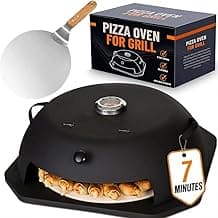HeatGuard Pro Geras Pizza Oven for Grill - Grill Top Pizza Oven For Outdoor Camping - Pizza Stone, Pizza Peel Kit - Portable Backyard BBQ Pizzas Maker Charcoal, Pellet, Propane Gas Wood Attachment