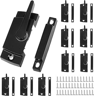 QWORK Black Window Sash Locks, 10 Pcs, Zinc Alloy Latch Replacement for Vertical & Horizontal Sliding