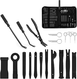 GOOACC 19Pcs Trim Removal Tool Set Panel Fastener Clips Removal Automotive Plastic Upholstery Pliers Removal Install Removal Car Tool with Storage Bag for Trim Panel Audio Clip Pliers Terminal-Black