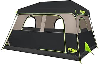 PEAK OUTDOORS Instant Tent 6/8 Person Tents for Camping, 60 Second Easy Setup Portable Camping Cabin Tent with Rainfly, Waterproof Pop Up Tents for Family Camping & Hiking with Expandable Carry Bag