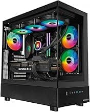 MONTECH XR-B, ATX Mid-Tower PC Gaming Case, 3x120mm ARGB PWM Fans Pre-Installed, Full-View Dual Tempered Glass Panel, Wood-Grain Design I/O Interface, 4090 GPUs, 360mm Radiator Support, Black