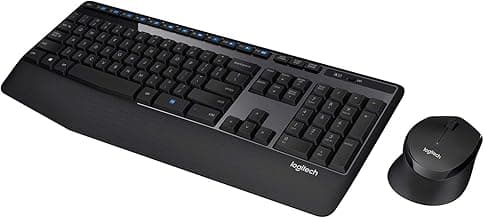 Logitech MK345 Wireless Keyboard and Mouse Combo with Palm Rest, 2.4 GHz USB Receiver, Compatible with PC, Laptop, Black