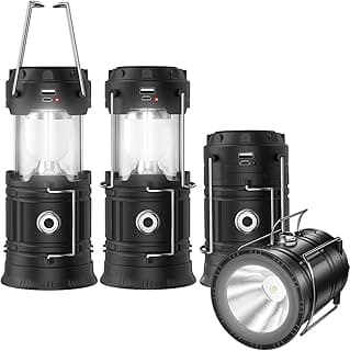 2026 Upadte Solar Lantern Flashlights Charging for Phone, USB Rechargeable Led Camping Lantern, Collapsible & Portable for Emergency, Hurricanes, Power Outage, Storm (2 Pack)