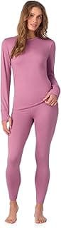 Womens Heavyweight Cold Weather Fleece Lined Thermal Set – Long Sleeve Top & Leggings - Winter Lounge Sets