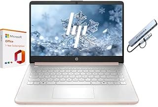 HP 14" Business Laptop, 1-Year Office 365 with Copilot AI, Dual-Core Intel Processor, Windows 11, PLUSERA 8-in-1 Hub Included, Rose Gold (Rose Gold, 8GB RAM | 576GB Storage)