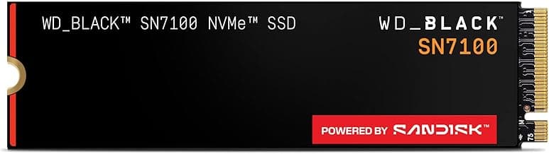 WD_Black SN7100 1TB NVMe SSD - Gen4 PCIe, M.2 2280, Up to 7,250 MB/s Read Speed, Up to 6,900 MB/s Write Speed, Next Gen TLC 3D NAND, for Laptops, Handheld Gaming Devices - WDS100T4X0E