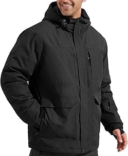 Men's Waterproof Ski Jacket Fleece Lined Warm Winter Snow Coat with Hood Fully Taped Seams