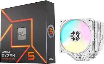 CPU Air Coolor Combo - AMD Ryzen 5 7600X Desktop Processor with KINGCOOL Iron Wind 120mm ARGB CPU Air Cooler White