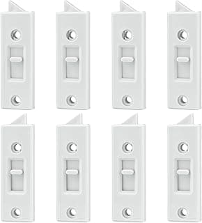 8 Pcs Window Latch Locks Spring Loaded Window Tilt Latch Replacement Part by JPKTA,Vinyl Plastic Construction,Window Parts and Hardware 2 Inch Hole Center Spacing Sliding Lock White