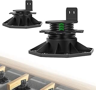 12Pack Adjustable Deck Support Pedestal Deck Foundation Base Support，Used for Floating Deck Platform Deck Floor Height Adjustment Raising, Adjustment Raising from 1-3/16" to 2-3/8",Black