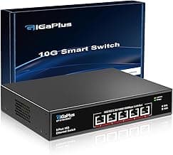 5-Port 10Gb Ethernet Switch Unmanaged with 5 x 10Gb RJ45 Ports, GiGaPlus 10Gbe Network Switch Easy for 10G NAS, PC, WiFi7 Routers, 10G NIC/Adapters. 100Gbps Switching Capacity. Desktop/19-inch Rack