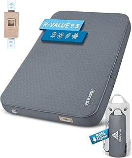 Hikenture 4" Thick Self Inflating Sleeping Pad, Foam & Air Camping Mattress, 9.5 R-Value Insulated Sleeping Mat, Portable All Season Camping Pad for Tent, Car, Cot, Truck