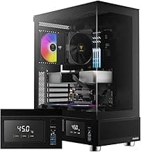 GAMDIAS ATX Mid Tower Computer Case with Tempered Glass, Gaming PC Case w/Temperature Display LCD & 3X 120mm ARGB Fans, Support Up to 5X Fans, 240mm AIO/Radiator, 340mm GPU/VGA, 160mm CPU Air Cooler