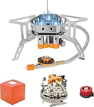 Ultralight Camping Gas Stove With Fuel Canister Adapter,Piezo Lgnition,Storage Box,Compatible with Propane,Butane,Isobutane,etc.Portable Pocket Cookware for Outdoor Backpacking Hiking,Camping