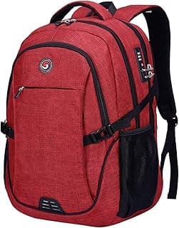 Anti Theft Laptop Backpack Travel Backpacks with Combination Lock for Women Men College Backpack Computer Bag Fits 17 Inch Laptop,Wine Red