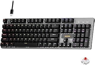 Newmen GM325Pro Mechanical Keyboard,104 Keys Rainbow LED Backlit Wired Gaming Keyboards,Hot-Swap Metal Panel ABS Black Keycaps Gaming Mechanical Keyboard for Windows Laptop PC Linear Red Switches
