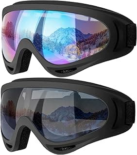 COOLOO Ski Goggles, 2 Pack Snow Goggles Snowboard Goggles for Men Women Kids - UV Protection Foam Anti-Scratch Dustproof