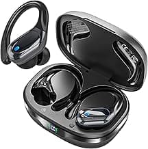 Wireless Earbuds, Sports Bluetooth Headphones, 80Hrs Playtime Ear Buds with LED Power Display, Noise Canceling Headset, IPX7 Waterproof Earphones for Workout/Running(Black)