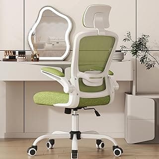 Mimoglad Office Chair, Comfy Desk Chair - High Back Ergonomic Computer Chair with Adjustable Lumbar Support & Headrest, Flip-up Armrests for Guitar Playing, Swivel Task Chair for Home Office