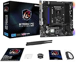 ASRock B760M PG Riptide WiFi Micro-ATX Motherboard | Supports 14th/13th/12th Gen Intel | DDR5 7200+ (OC) | WiFi 6E | 2.5G LAN | 14+1+1 Power Phase | Front & Rear USB-C