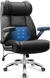 Big and Tall Office Chair, Desk Computer Chair for Heavy People, Oversized Executive Gaming Chair, Extra Wide 500LBS Ergonomic Comfy Office Chair with Adjustable Lumbar Support & 5D Flip Arms
