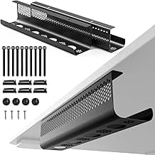 KHAMAL Cable Management Under Desk 26PCS - Cable Management Tray Kit Ventilated Hexagonal Design with Cable Clips, Wire Ties, Cord Holder & Screws for Office, Home (Black)