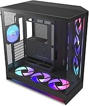 NZXT H9 Flow RGB+ (2025) – Large Dual-Chamber ATX Mid-Tower Airflow PC Case – Includes 7 RGB Fans (6 x 140mm, 1 x 120mm) & Control Hub – 420mm Radiator Support – Back-Connect Ready – Black