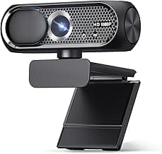 1080P HD Webcam with Microphone, Noise Cancellation, Privacy Cover, Wide-Angle Lens, Auto Light Correction, Plug & Play USB Webcam for Laptop, Desktop, PC, Mac, Zoom, Skype, Streaming (Black)